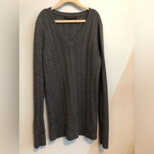 Banana Republic Womens Blue Gray Cable Knit Open Knit V-Neck LS Sweater, XS